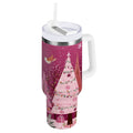 40 oz Insulated Stainless Steel Tumbler Double Wall Stainless Steel Tumbler with 2-Way Drinking Pink Christmas Forest - Choice 570