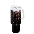 40 oz Insulated Stainless Steel Tumbler Double Wall Stainless Steel Tumbler with 2-Way Drinking Rose Gold Glitter - Choice 608