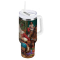 40 oz Insulated Stainless Steel Tumbler Double Wall Stainless Steel Tumbler with 2-Way Drinking Santa Eating Cookies - Choice 777