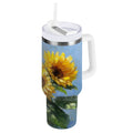 40 oz Insulated Stainless Steel Tumbler Double Wall Stainless Steel Tumbler with 2-Way Drinking Sunflowers Painting - Choice 390