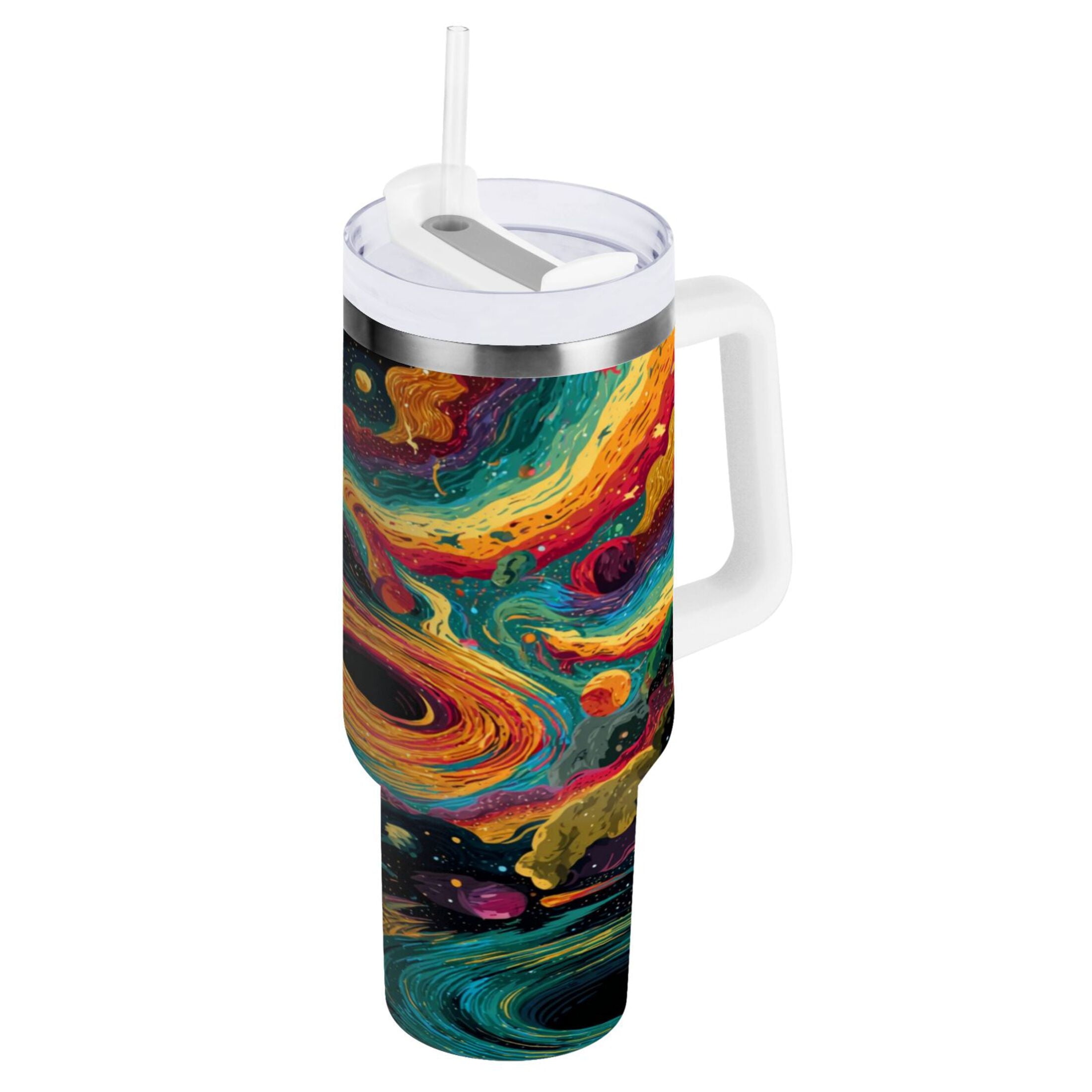 40 oz Insulated Stainless Steel Tumbler Double Wall Stainless Steel Tumbler with 2-Way Drinking Swirling Galaxy - Choice 898