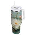 40 oz Insulated Stainless Steel Tumbler Double Wall Stainless Steel Tumbler with 2-Way Drinking Vintage Peonies and Daisies - Choice 233
