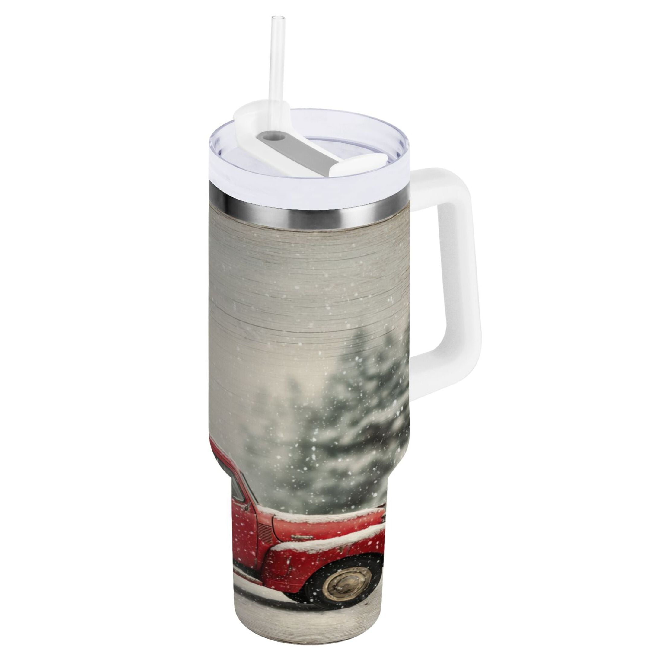 40 oz Insulated Stainless Steel Tumbler Double Wall Stainless Steel Tumbler with 2-Way Drinking Vintage Red Truck - Choice 753