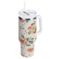40 oz Insulated Stainless Steel Tumbler Double Wall Stainless Steel Tumbler with 2-Way Drinking Watercolor Rose Floral Pattern - Choice 233