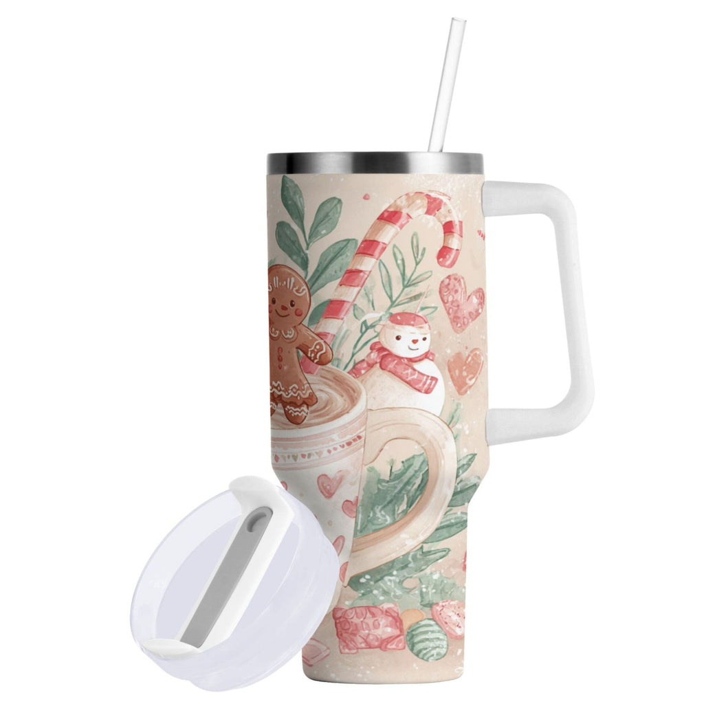 30 oz Insulated Stainless Steel Tumbler Double Wall Stainless Steel Tumbler with 2-Way Drinking Cute Christmas Design - Choice 272