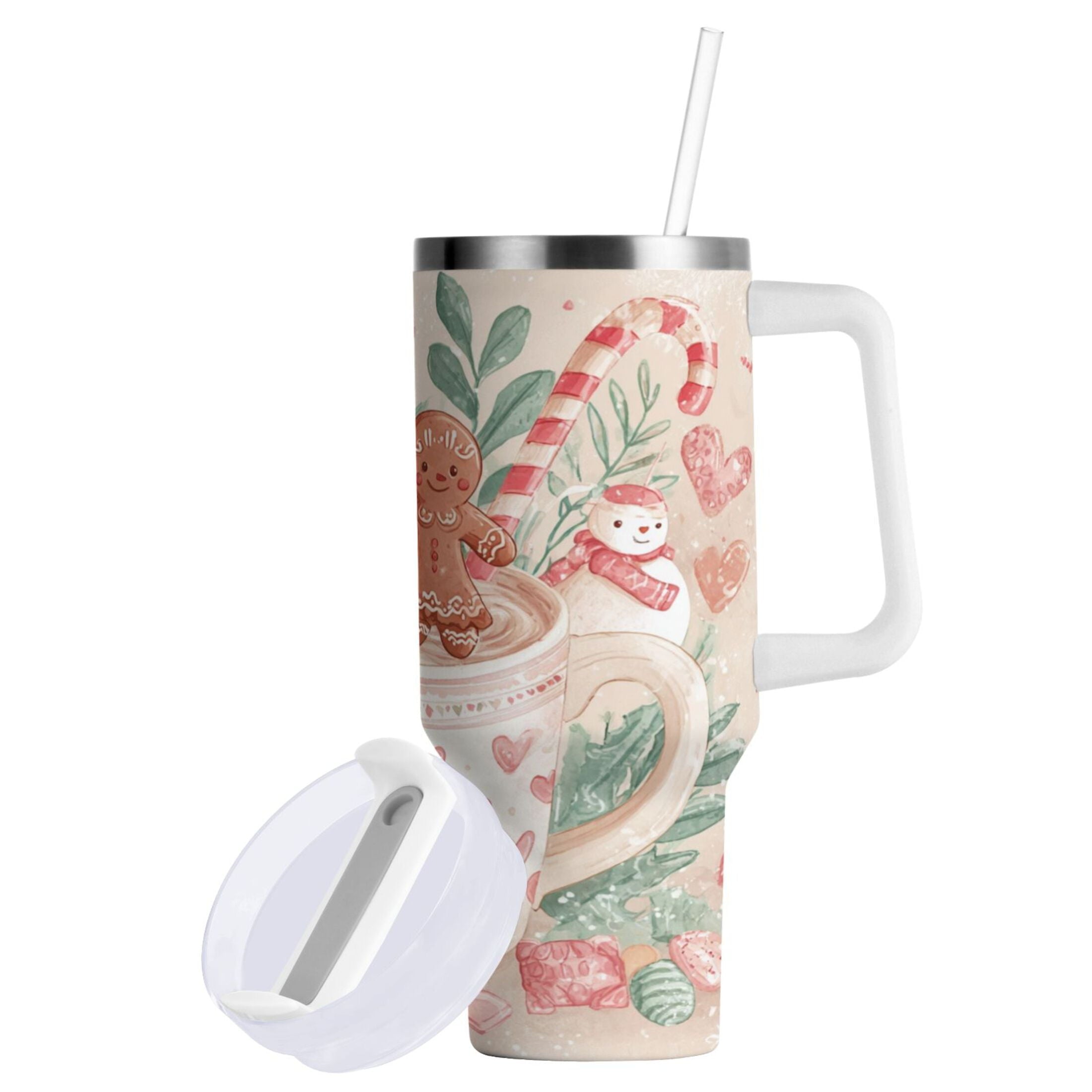 30 oz Insulated Stainless Steel Tumbler Double Wall Stainless Steel Tumbler with 2-Way Drinking Cute Christmas Design - Choice 272