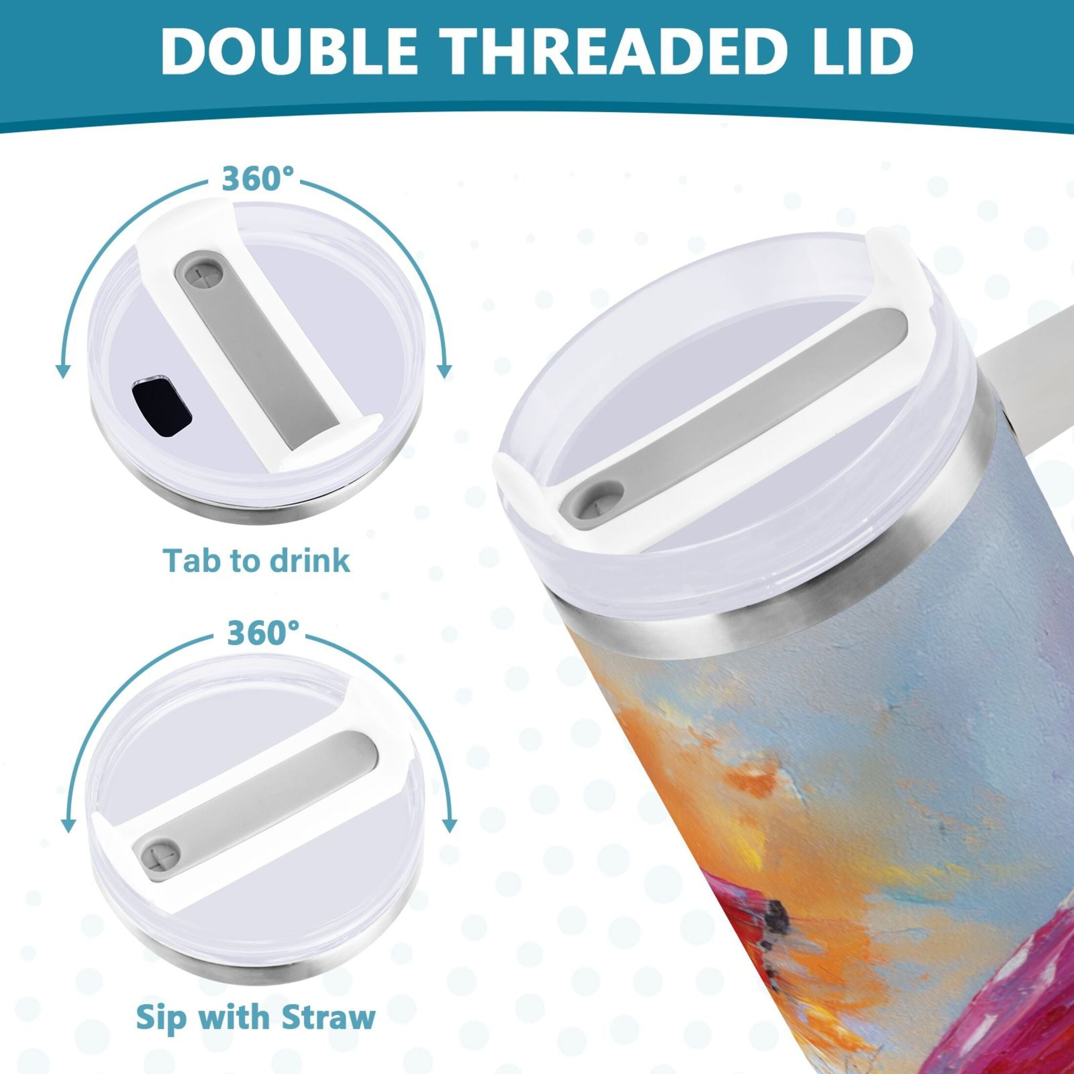 30 oz Insulated Stainless Steel Tumbler Double Wall Stainless Steel Tumbler with 2-Way Drinking Red and Orange Butterflies - Choice 563