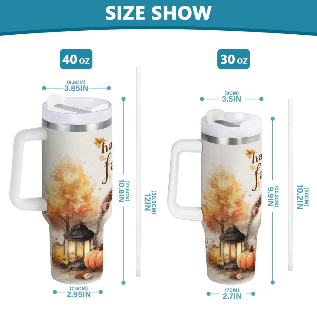 30 oz Insulated Stainless Steel Tumbler Double Wall Stainless Steel Tumbler with 2-Way Drinking Cute Little Hedgehog - Choice 462