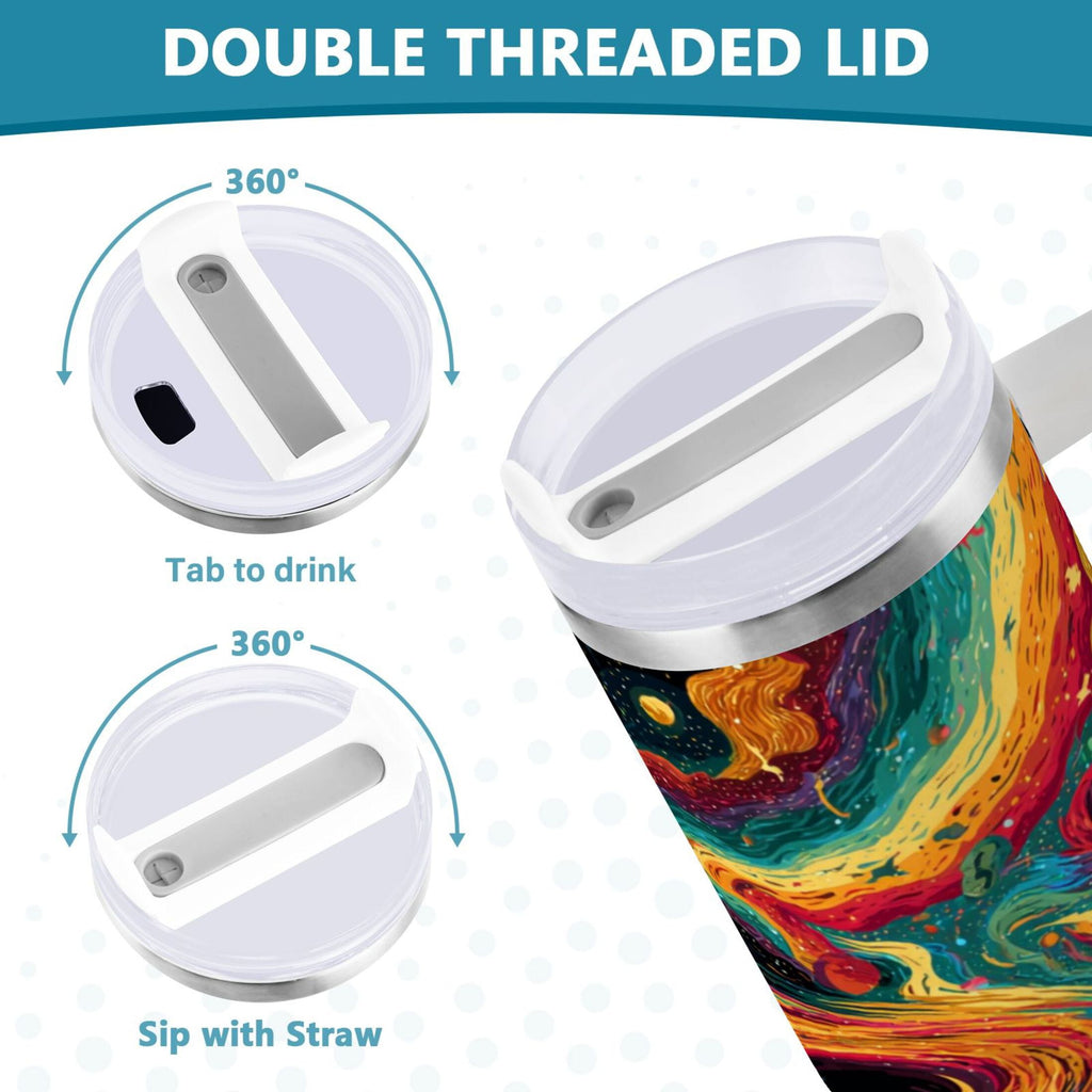 40 oz Insulated Stainless Steel Tumbler Double Wall Stainless Steel Tumbler with 2-Way Drinking Swirling Galaxy - Choice 898