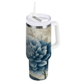 40 oz Insulated Stainless Steel Tumbler Double Wall Stainless Steel Tumbler with 2-Way Drinking Blue Flower with Butterflies - Choice 343