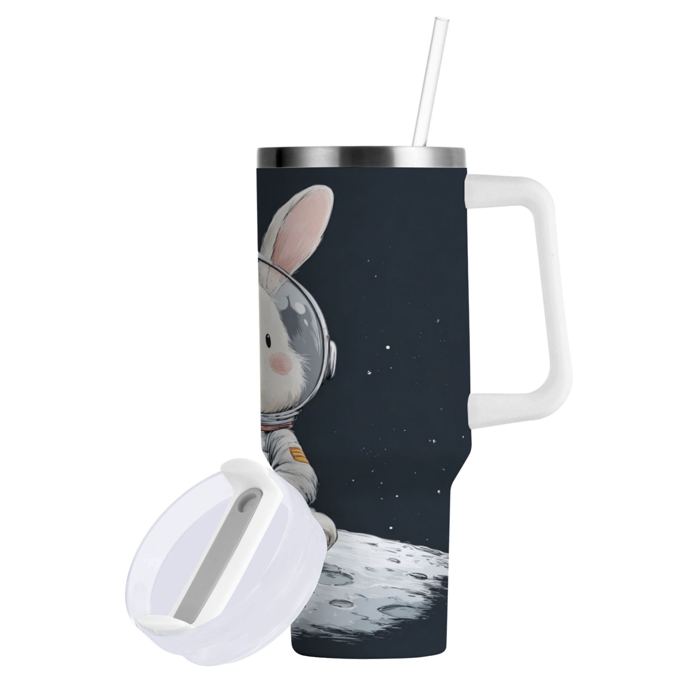 40 oz Insulated Stainless Steel Tumbler Double Wall Stainless Steel Tumbler with 2-Way Drinking Rabbit in A Space - Choice 753
