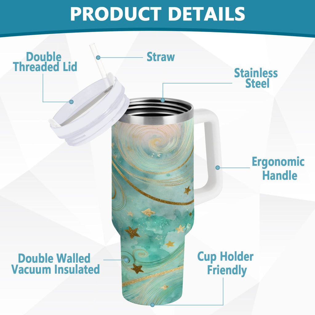 30 oz Insulated Stainless Steel Tumbler Double Wall Stainless Steel Tumbler with 2-Way Drinking Beautiful Swirling Lines - Choice 279