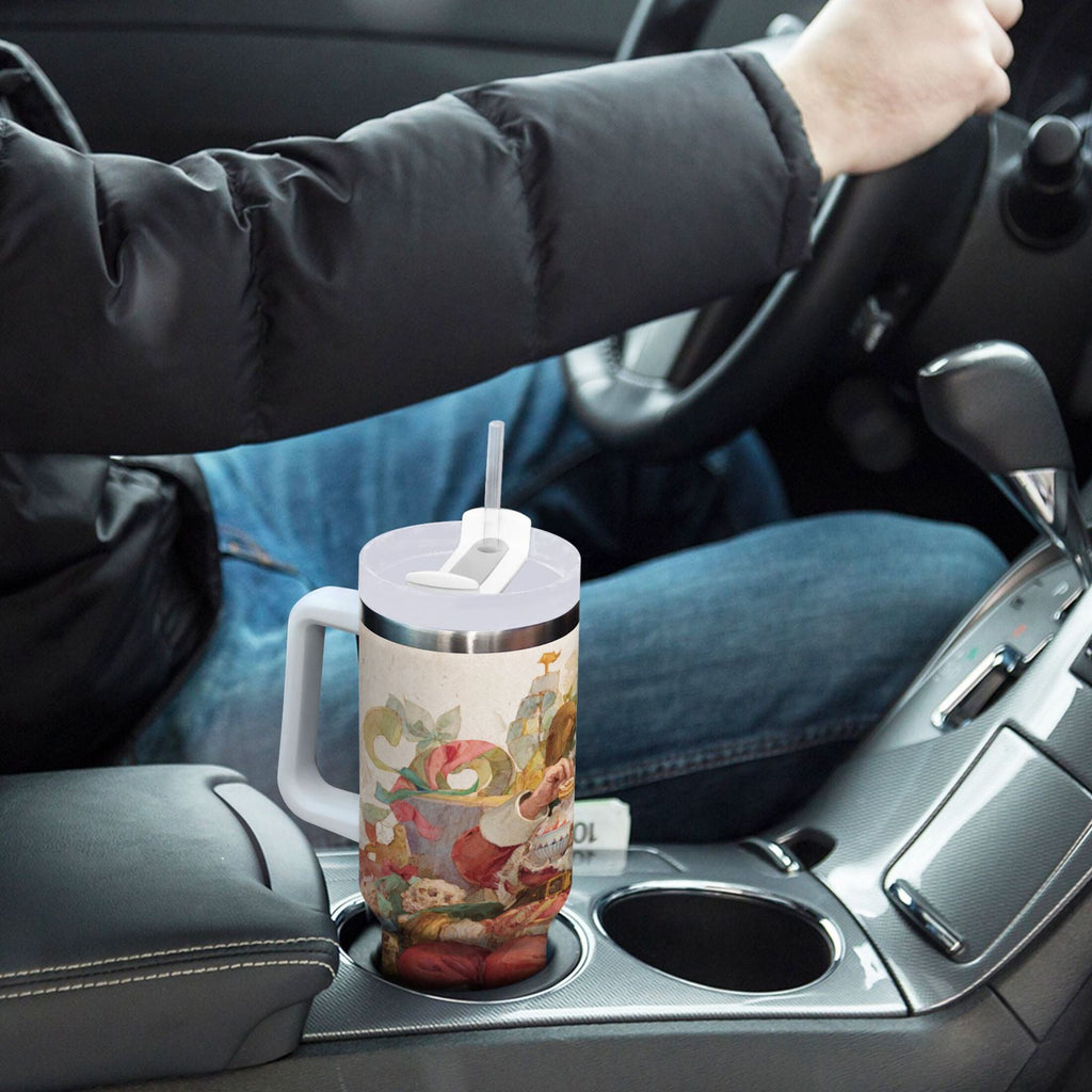 30 oz Insulated Stainless Steel Tumbler Double Wall Stainless Steel Tumbler with 2-Way Drinking Santa Claus Sitting in Chair - Choice 855