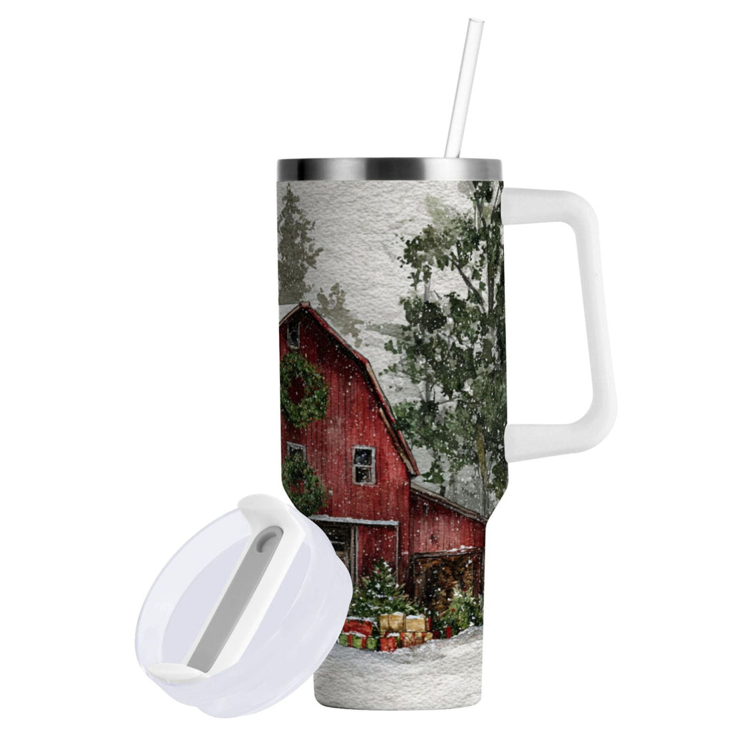 30 oz Insulated Stainless Steel Tumbler Double Wall Stainless Steel Tumbler with 2-Way Drinking Old Red Barn - Choice 543