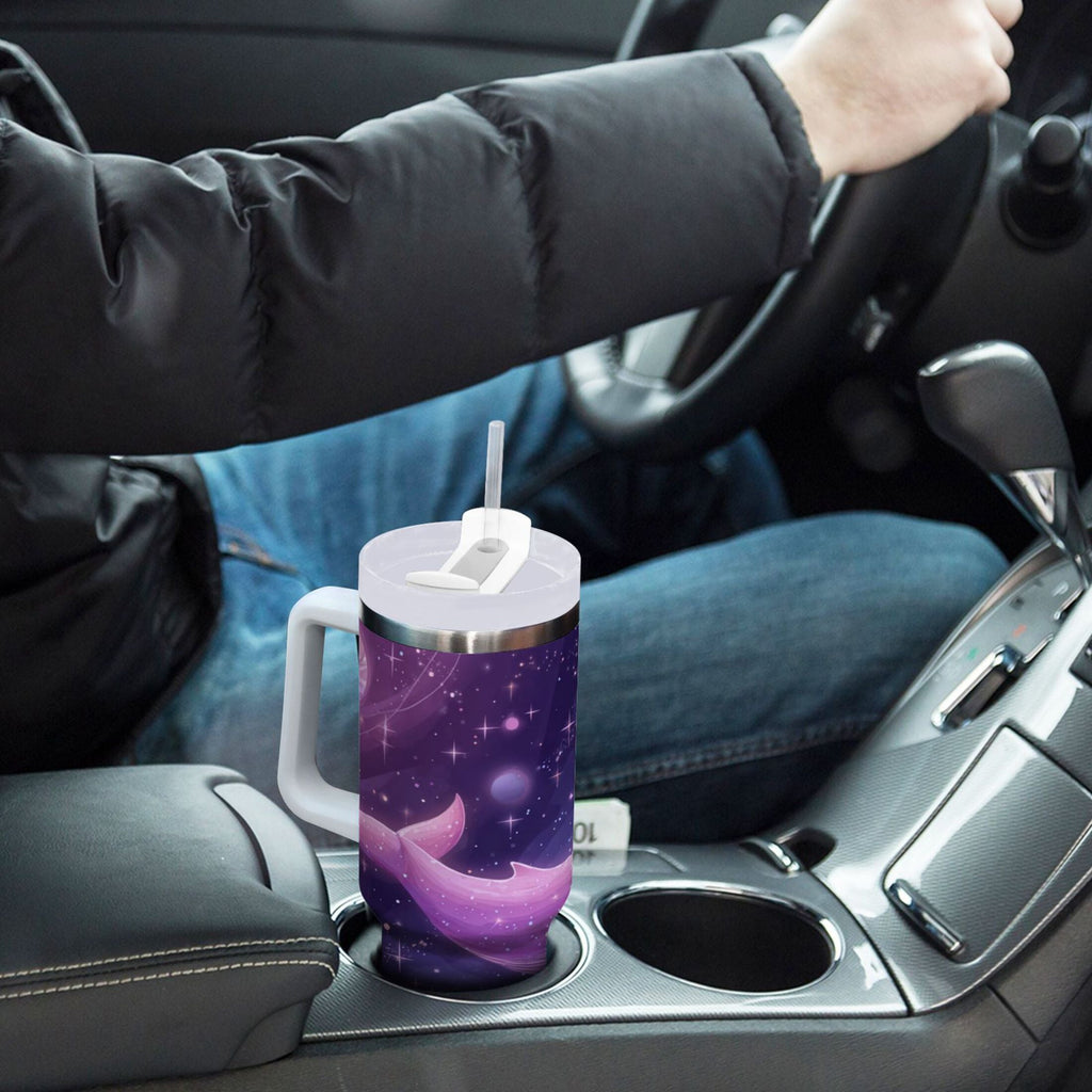 30 oz Insulated Stainless Steel Tumbler Double Wall Stainless Steel Tumbler with 2-Way Drinking Whale in Space - Choice 980