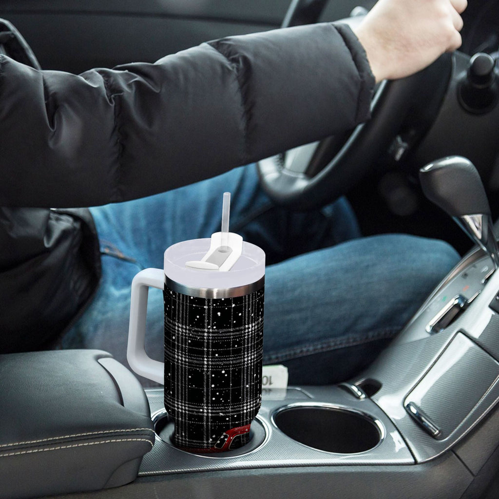 40 oz Insulated Stainless Steel Tumbler Double Wall Stainless Steel Tumbler with 2-Way Drinking Red Truck with Christmas Tree - Choice 687