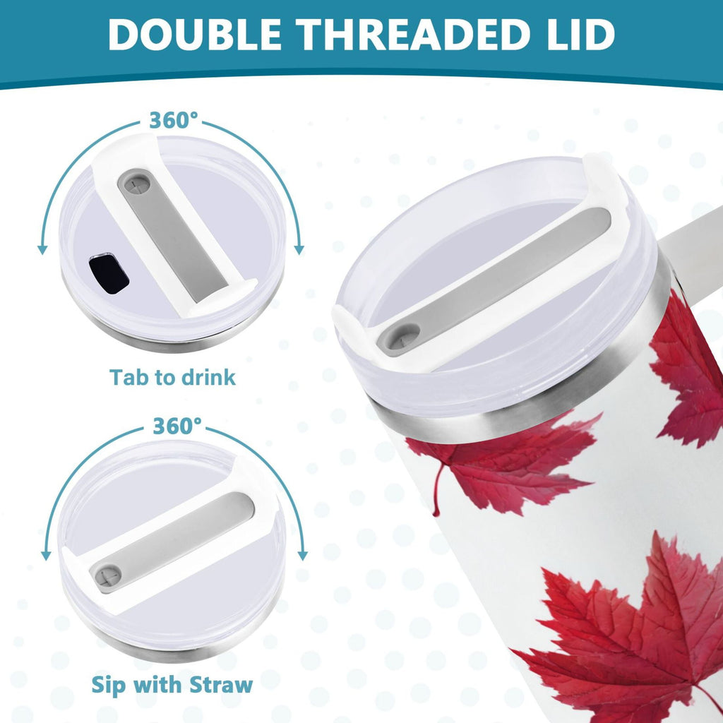 30 oz Insulated Stainless Steel Tumbler Double Wall Stainless Steel Tumbler with 2-Way Drinking Red Maple Leaves - Choice 643