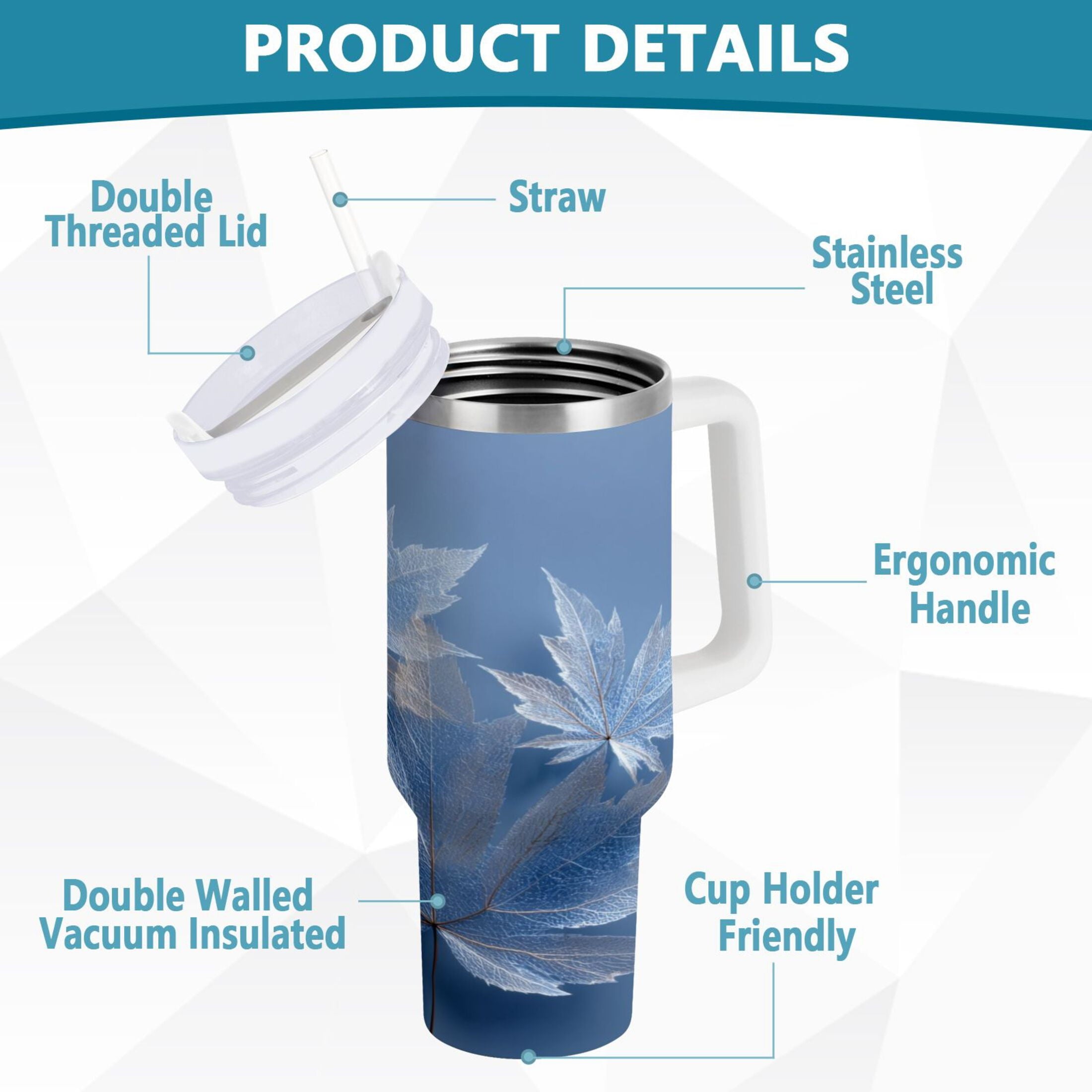 30 oz Insulated Stainless Steel Tumbler Double Wall Stainless Steel Tumbler with 2-Way Drinking Glass Mapleleaves - Choice 981