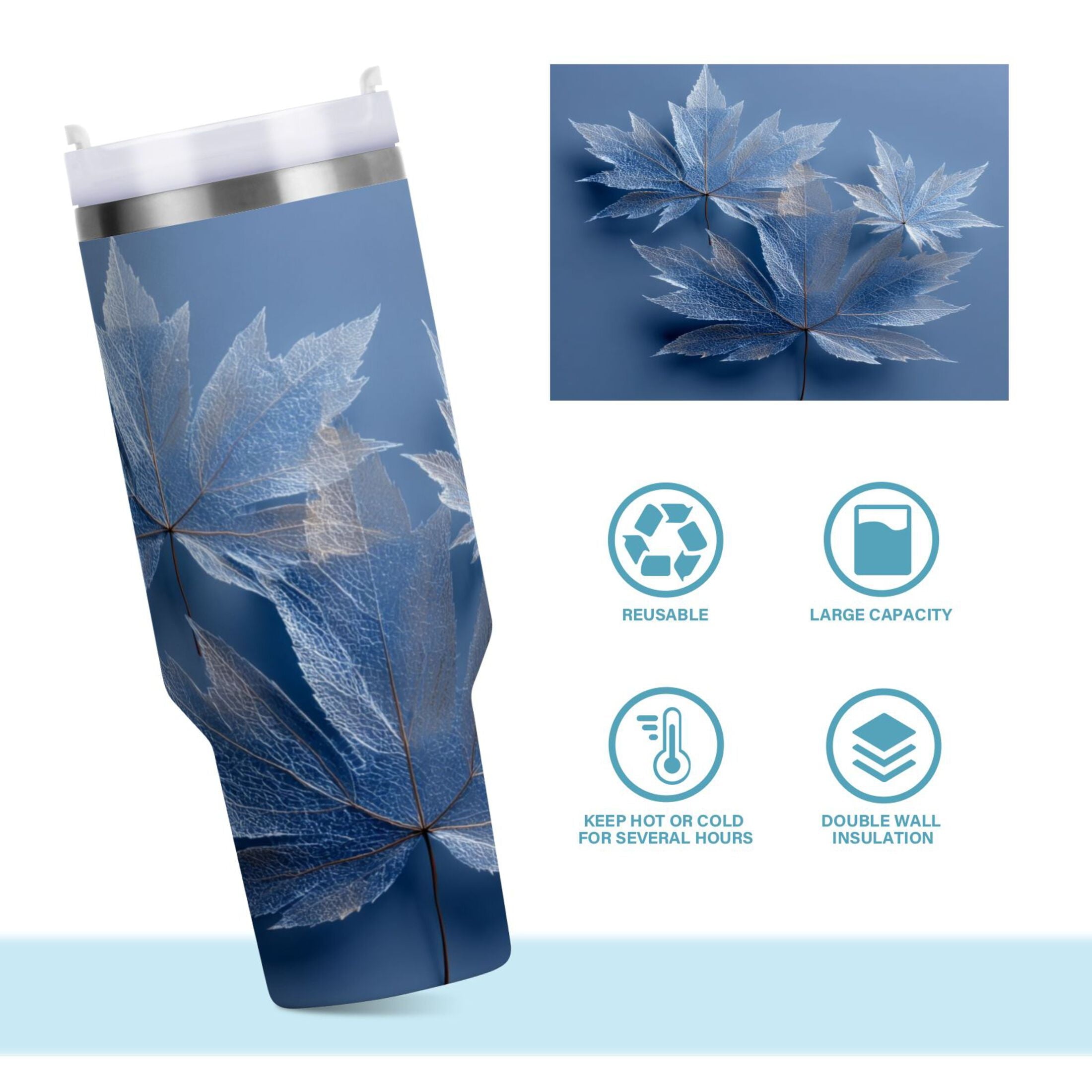 30 oz Insulated Stainless Steel Tumbler Double Wall Stainless Steel Tumbler with 2-Way Drinking Glass Mapleleaves - Choice 981
