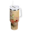 30 oz Insulated Stainless Steel Tumbler Double Wall Stainless Steel Tumbler with 2-Way Drinking Beautiful Floral Bouquet - Choice 445