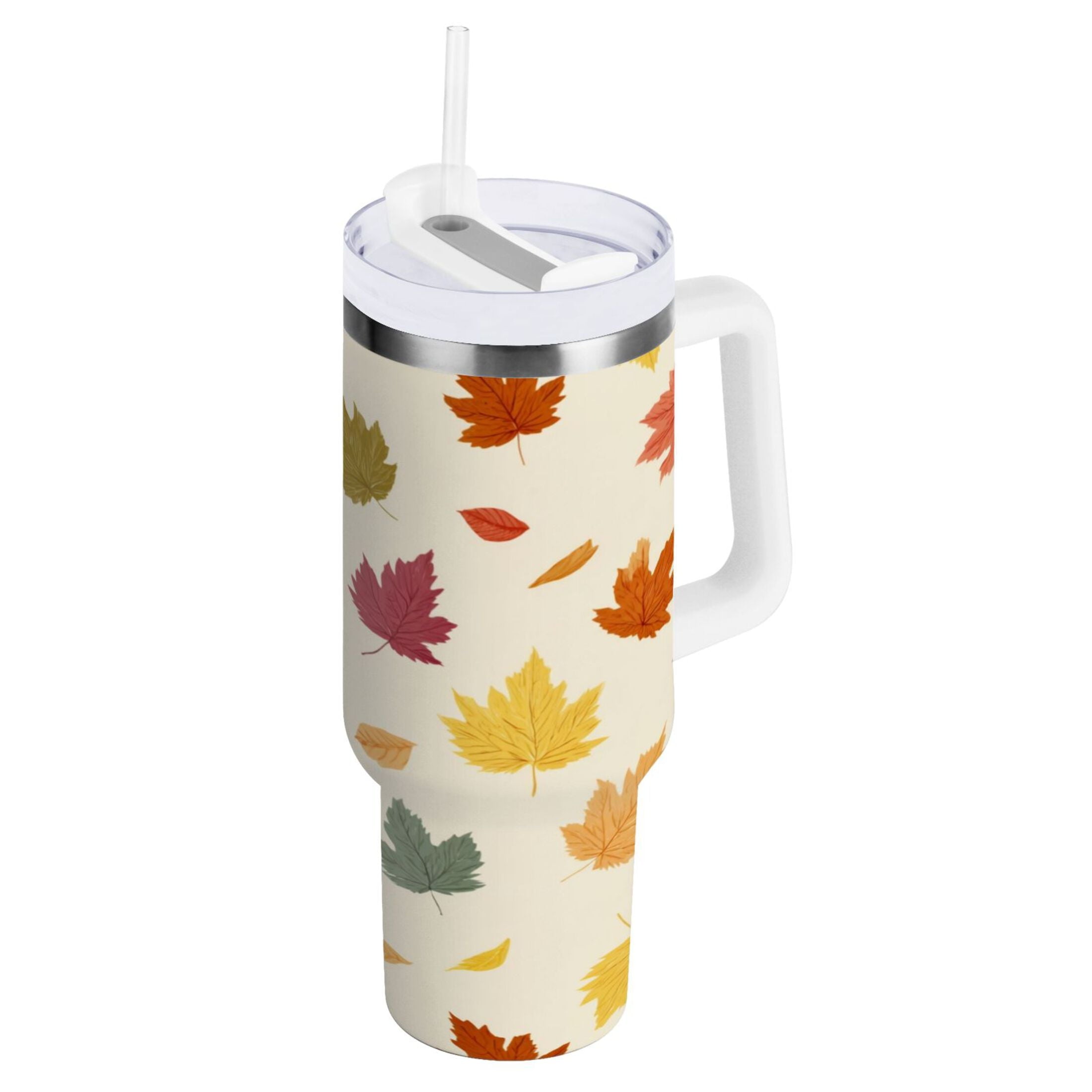 40 oz Insulated Stainless Steel Tumbler Double Wall Stainless Steel Tumbler with 2-Way Drinking Colorful Autumn Leaves Pattern - Choice 219