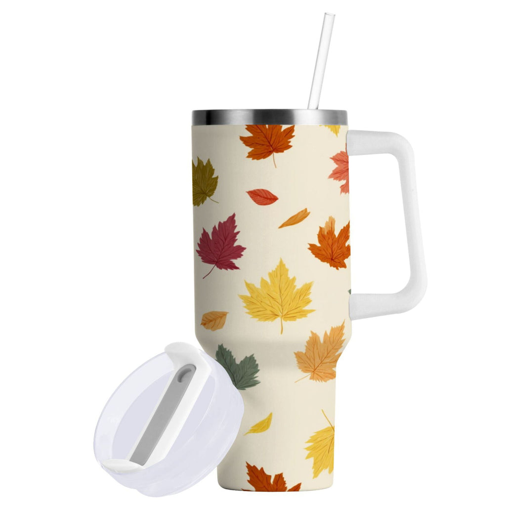 40 oz Insulated Stainless Steel Tumbler Double Wall Stainless Steel Tumbler with 2-Way Drinking Colorful Autumn Leaves Pattern - Choice 219