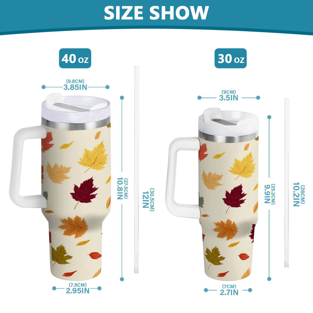 40 oz Insulated Stainless Steel Tumbler Double Wall Stainless Steel Tumbler with 2-Way Drinking Colorful Autumn Leaves Pattern - Choice 219