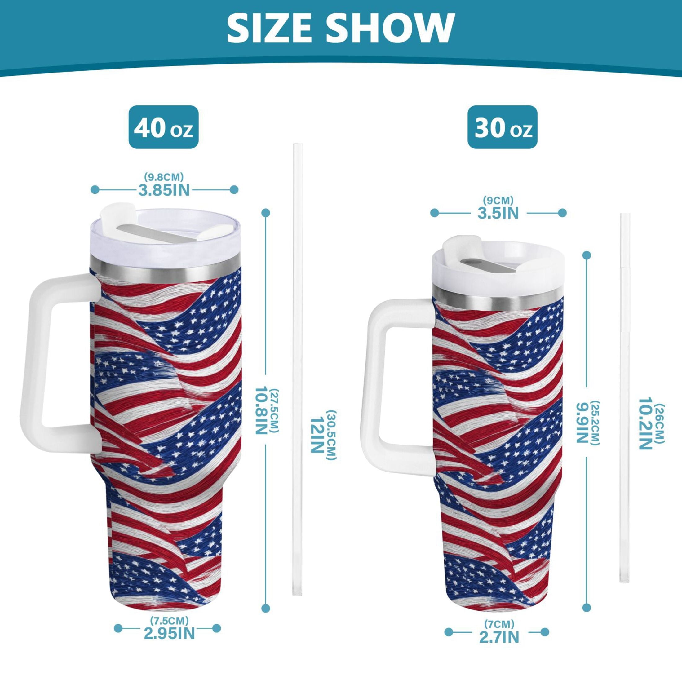 30 oz Insulated Stainless Steel Tumbler Double Wall Stainless Steel Tumbler with 2-Way Drinking Flags Wave Pattern - Choice 222