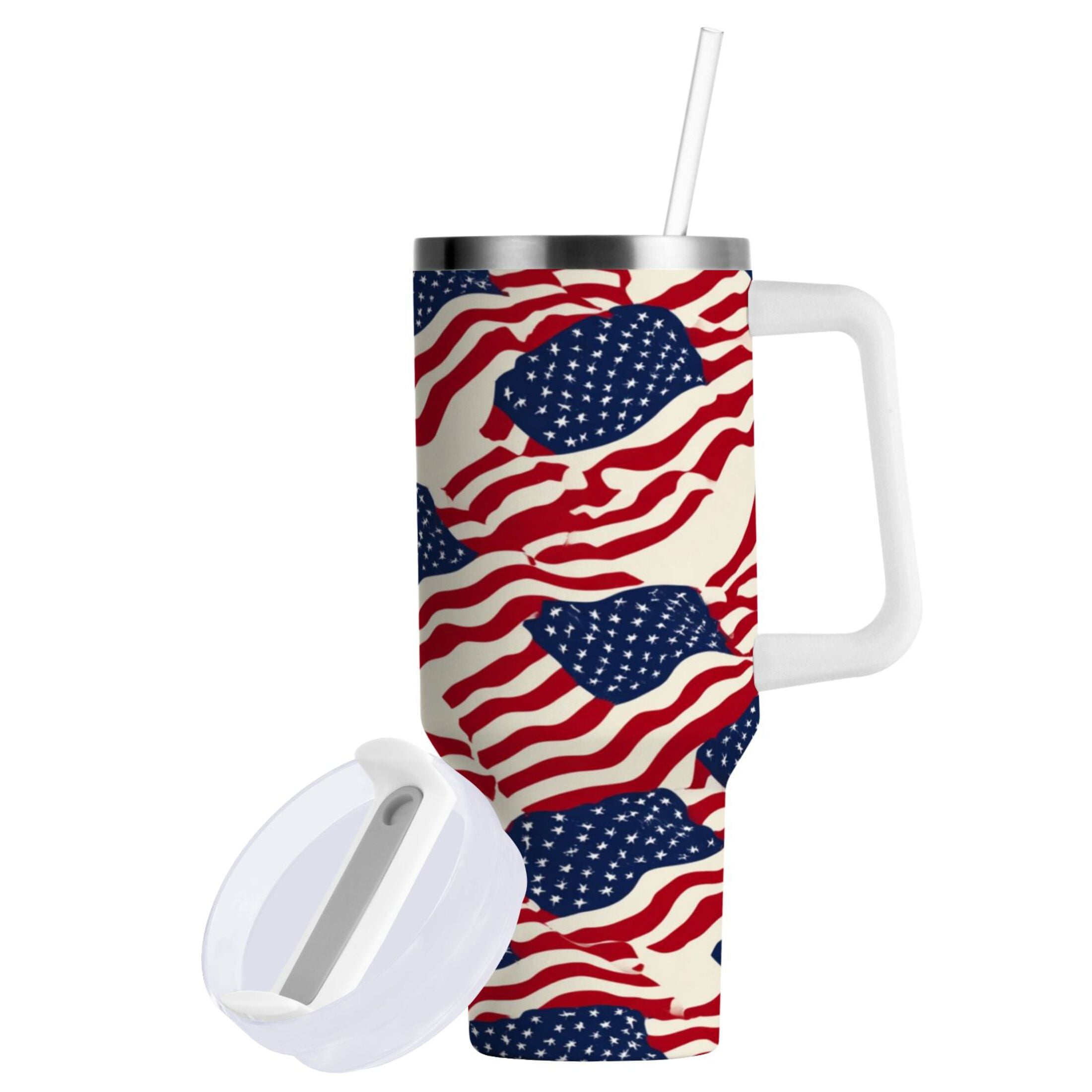 40 oz Insulated Stainless Steel Tumbler Double Wall Stainless Steel Tumbler with 2-Way Drinking Flags Abstract Design - Choice 319
