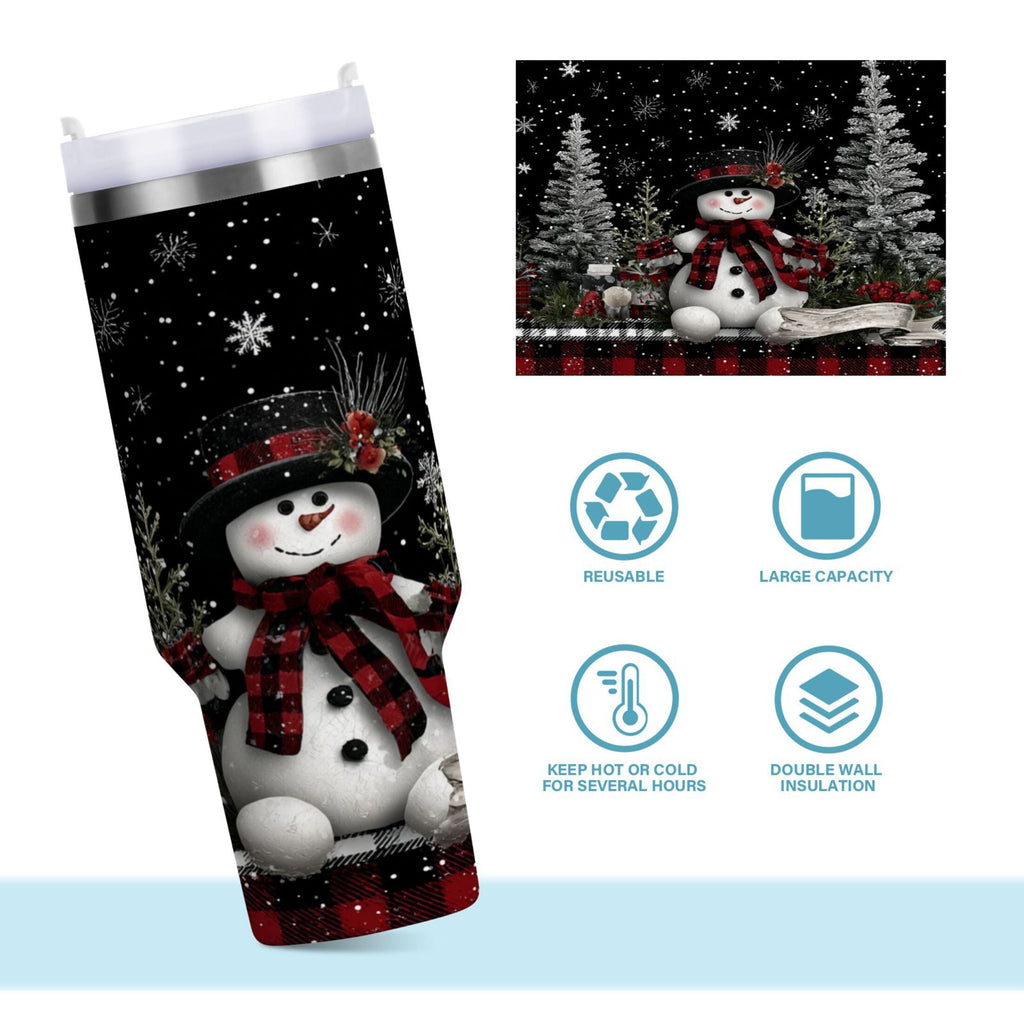 30 oz Insulated Stainless Steel Tumbler Double Wall Stainless Steel Tumbler with 2-Way Drinking Christmas Snowman - Choice 461