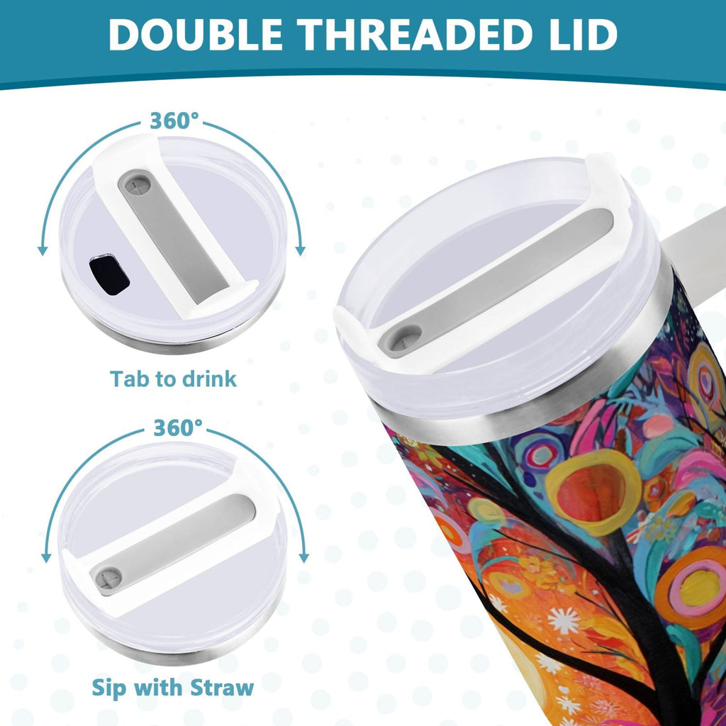 30 oz Insulated Stainless Steel Tumbler Double Wall Stainless Steel Tumbler with 2-Way Drinking Beautiful Abstract Tree Painting - Choice 791