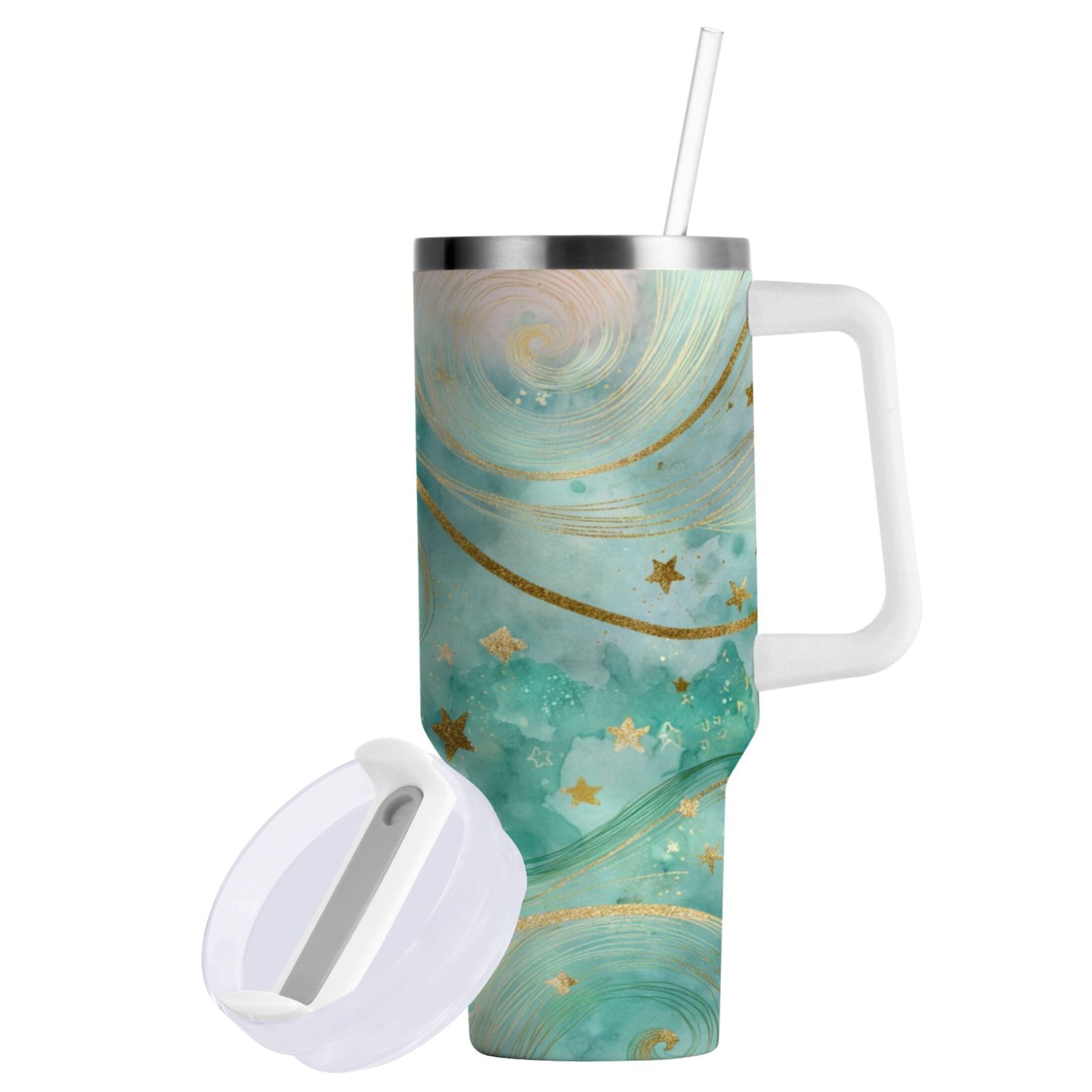 30 oz Insulated Stainless Steel Tumbler Double Wall Stainless Steel Tumbler with 2-Way Drinking Beautiful Swirling Lines - Choice 279