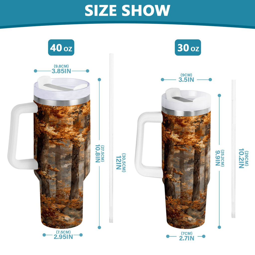 30 oz Insulated Stainless Steel Tumbler Double Wall Stainless Steel Tumbler with 2-Way Drinking Beautiful Autumn Forest - Choice 870