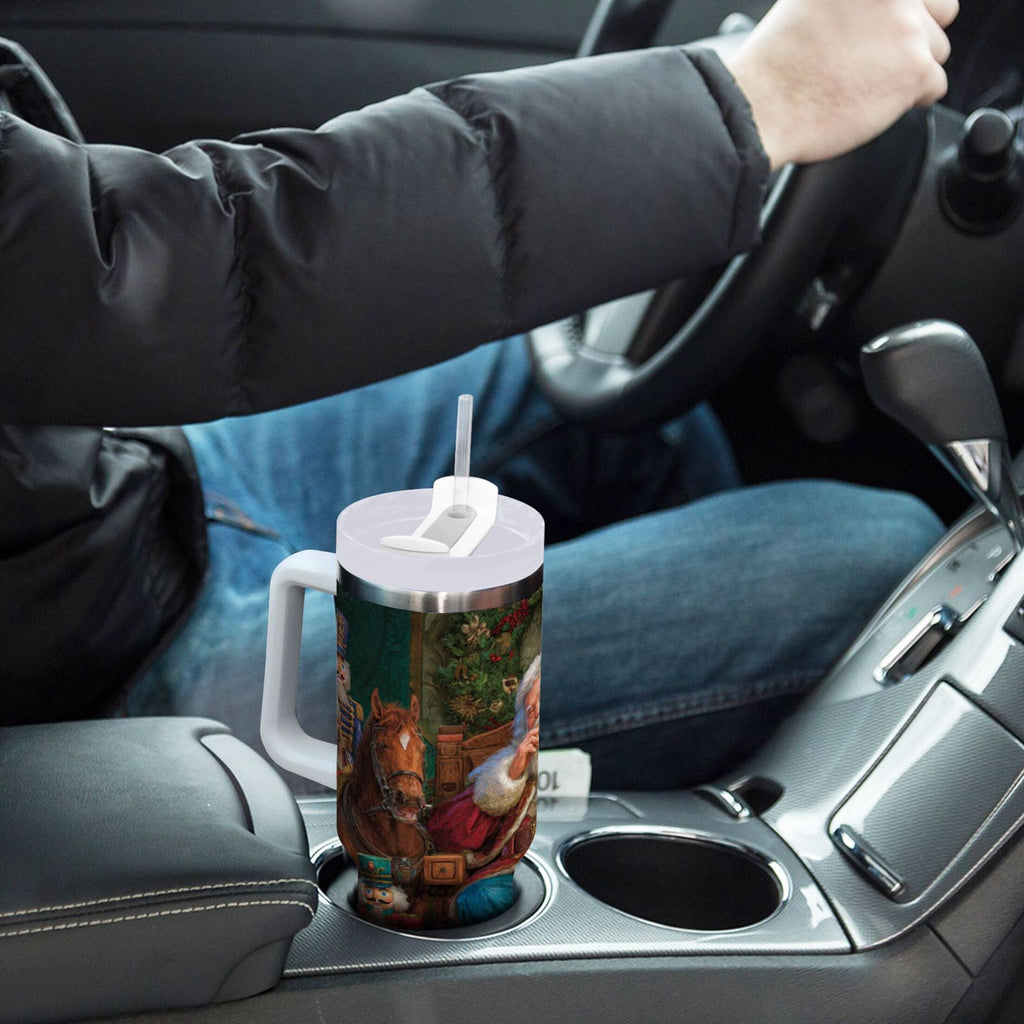 40 oz Insulated Stainless Steel Tumbler Double Wall Stainless Steel Tumbler with 2-Way Drinking Santa Eating Cookies - Choice 777