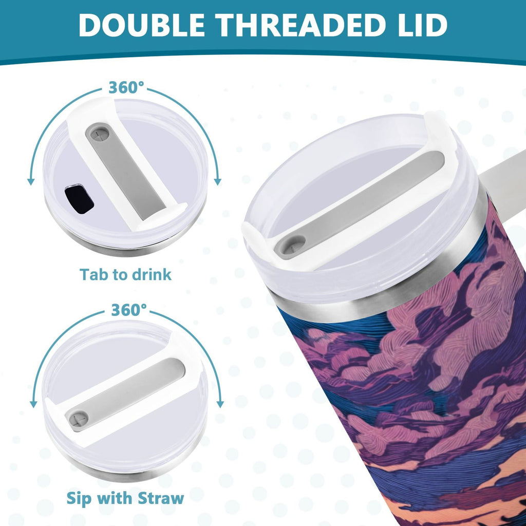 40 oz Insulated Stainless Steel Tumbler Double Wall Stainless Steel Tumbler with 2-Way Drinking Wild Horses Running - Choice 111
