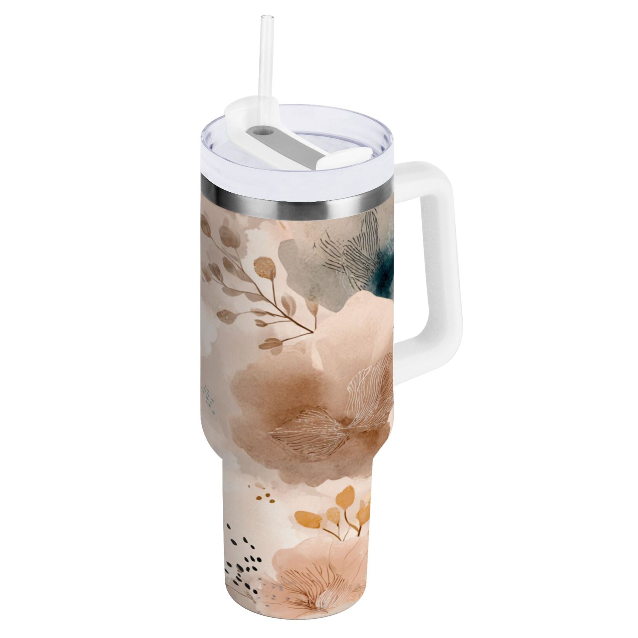 30 oz Insulated Stainless Steel Tumbler Double Wall Stainless Steel Tumbler with 2-Way Drinking Hazy Ethereal Flowers - Choice 362