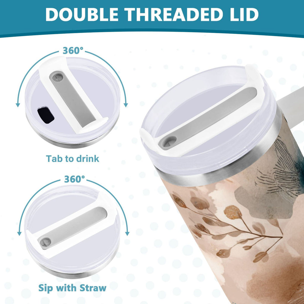 30 oz Insulated Stainless Steel Tumbler Double Wall Stainless Steel Tumbler with 2-Way Drinking Hazy Ethereal Flowers - Choice 362