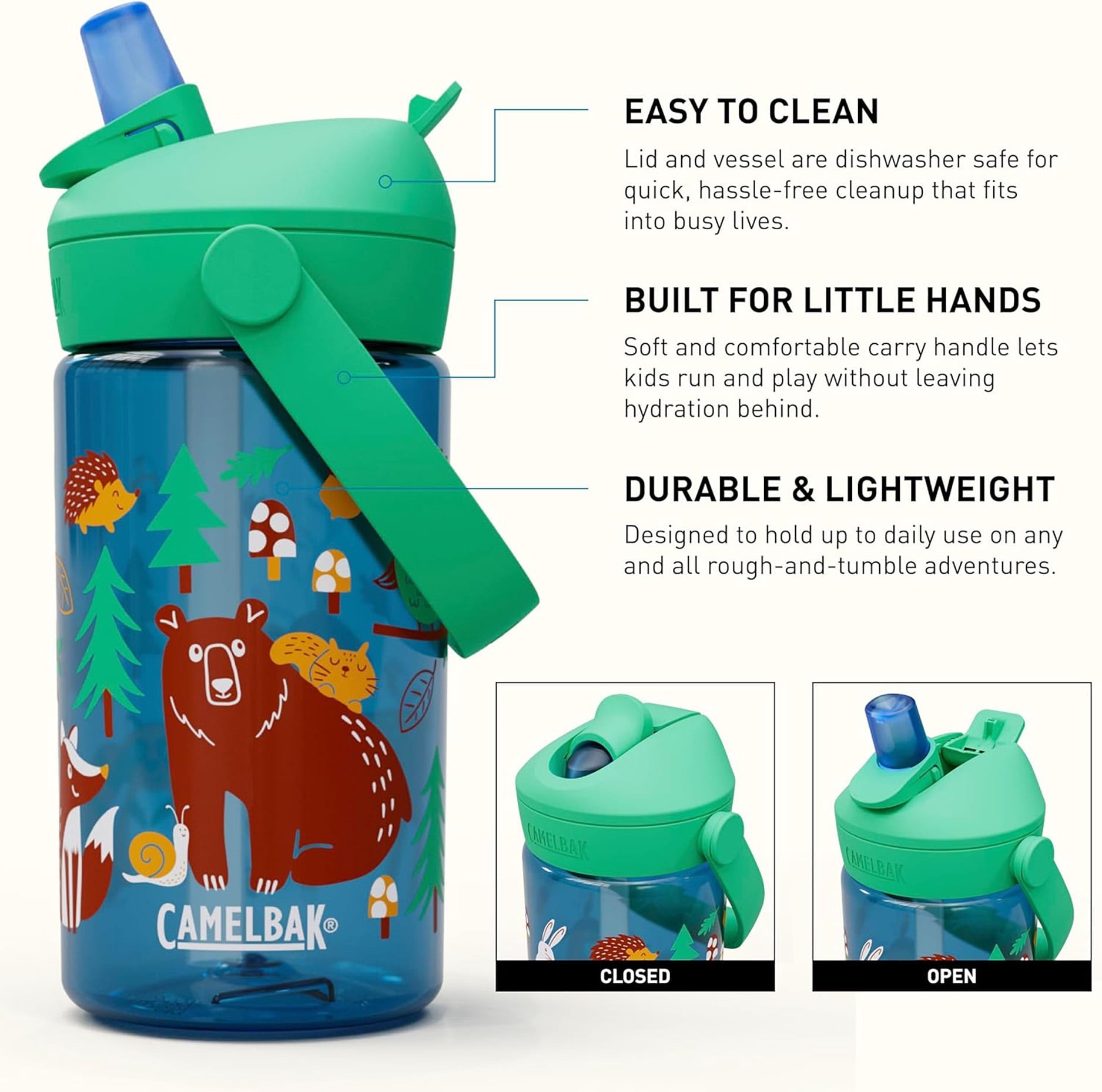 Camelbak Thrive™ Flip Straw Kids 14oz Bottle, Friendly Forest - Choice 996