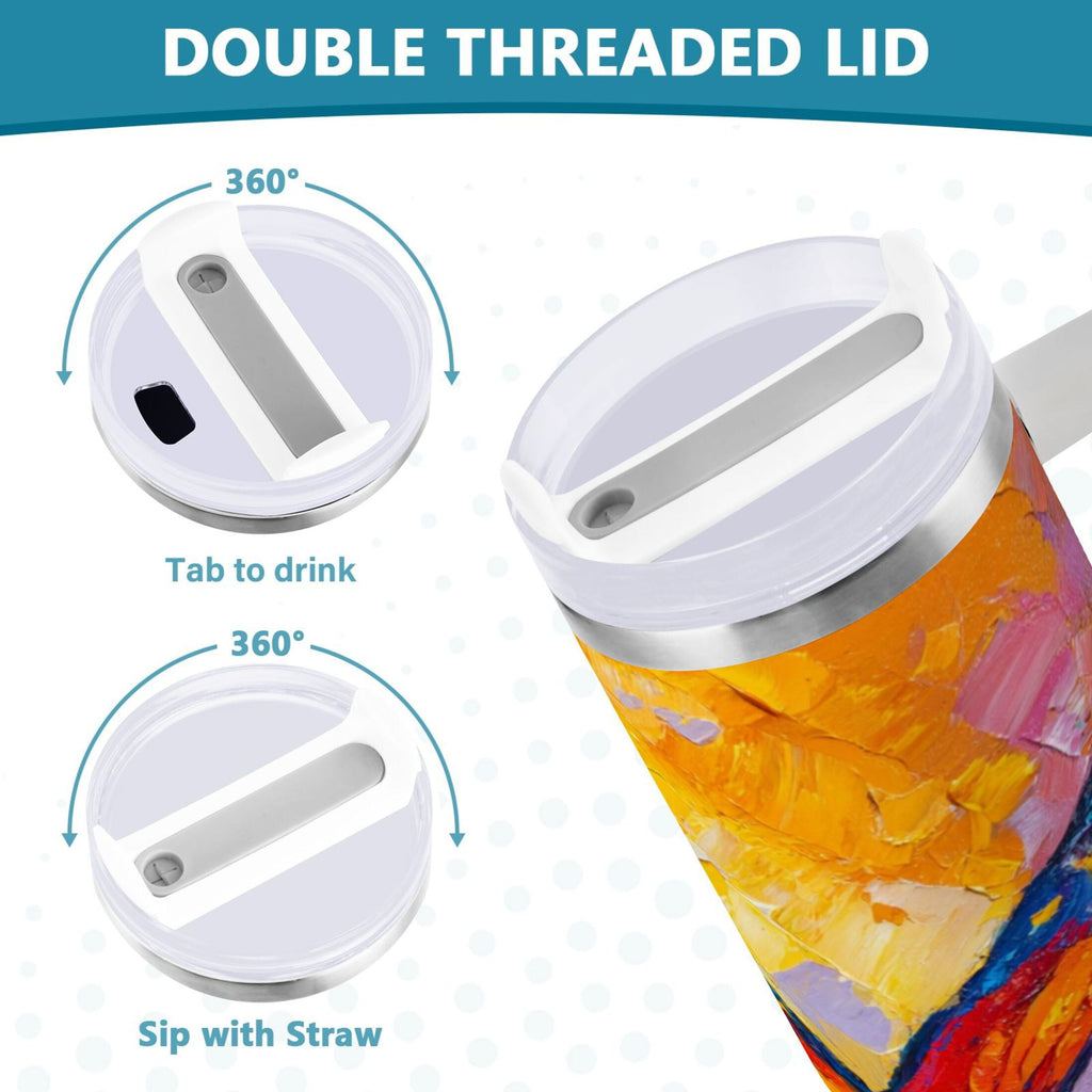30 oz Insulated Stainless Steel Tumbler Double Wall Stainless Steel Tumbler with 2-Way Drinking Colorful Butterfly Flying - Choice 659