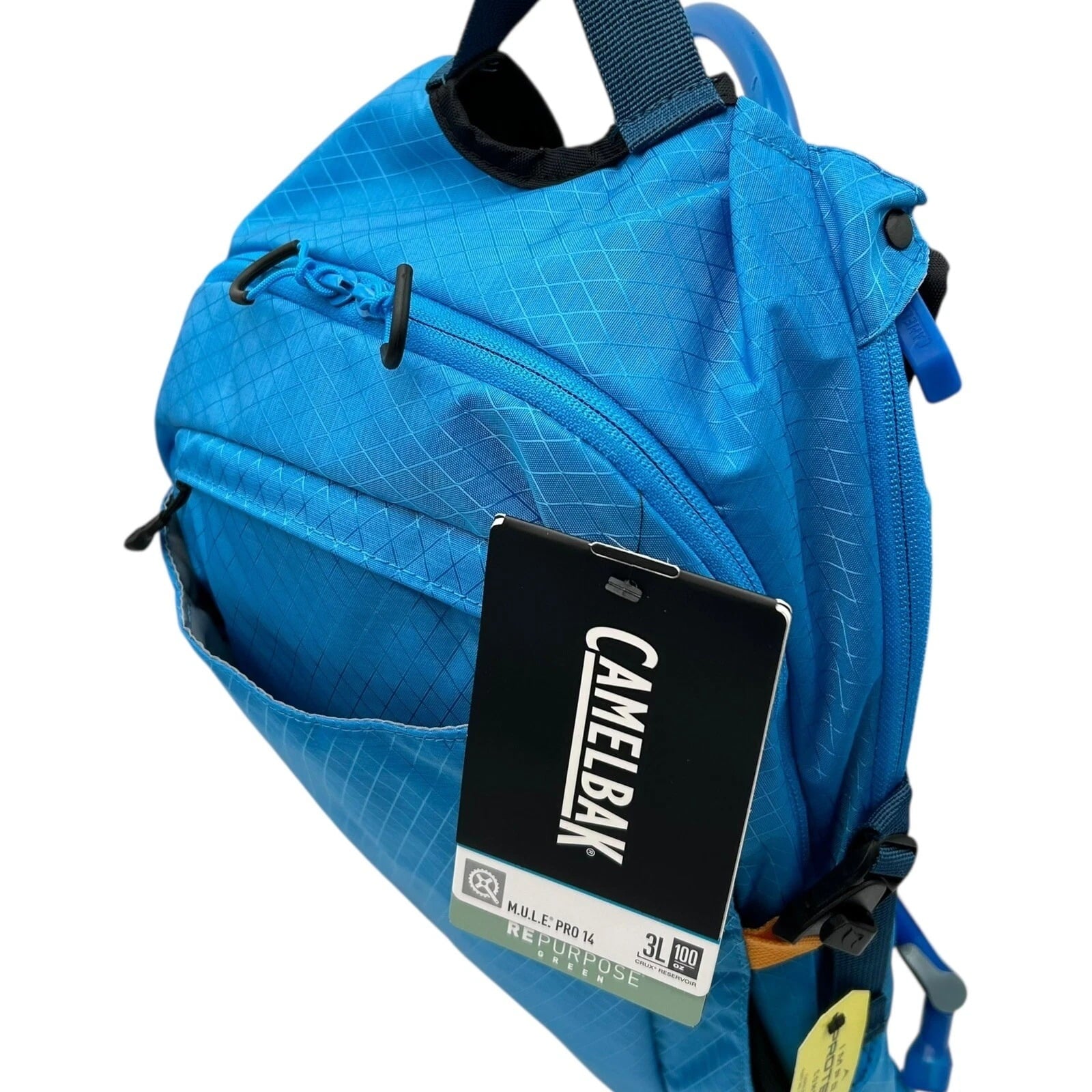 CAMELBAK M.U.L.E Pro 14L Bike Hydration Backpack 100 oz, Ibiza Blue/Orange - Choice 526
