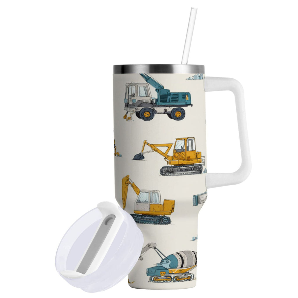 30 oz Insulated Stainless Steel Tumbler Double Wall Stainless Steel Tumbler with 2-Way Drinking Engineering Vehicle Pattern - Choice 742
