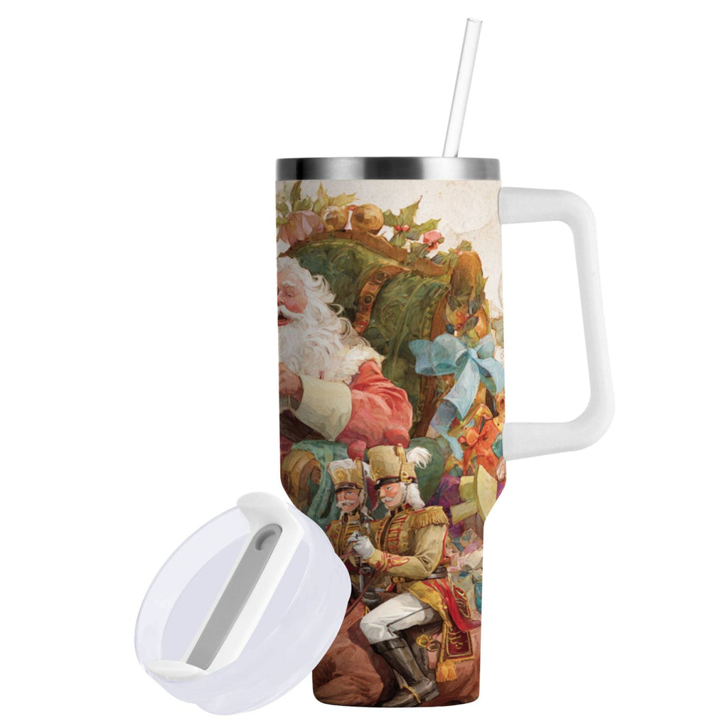 30 oz Insulated Stainless Steel Tumbler Double Wall Stainless Steel Tumbler with 2-Way Drinking Santa Claus Sitting in Chair - Choice 855