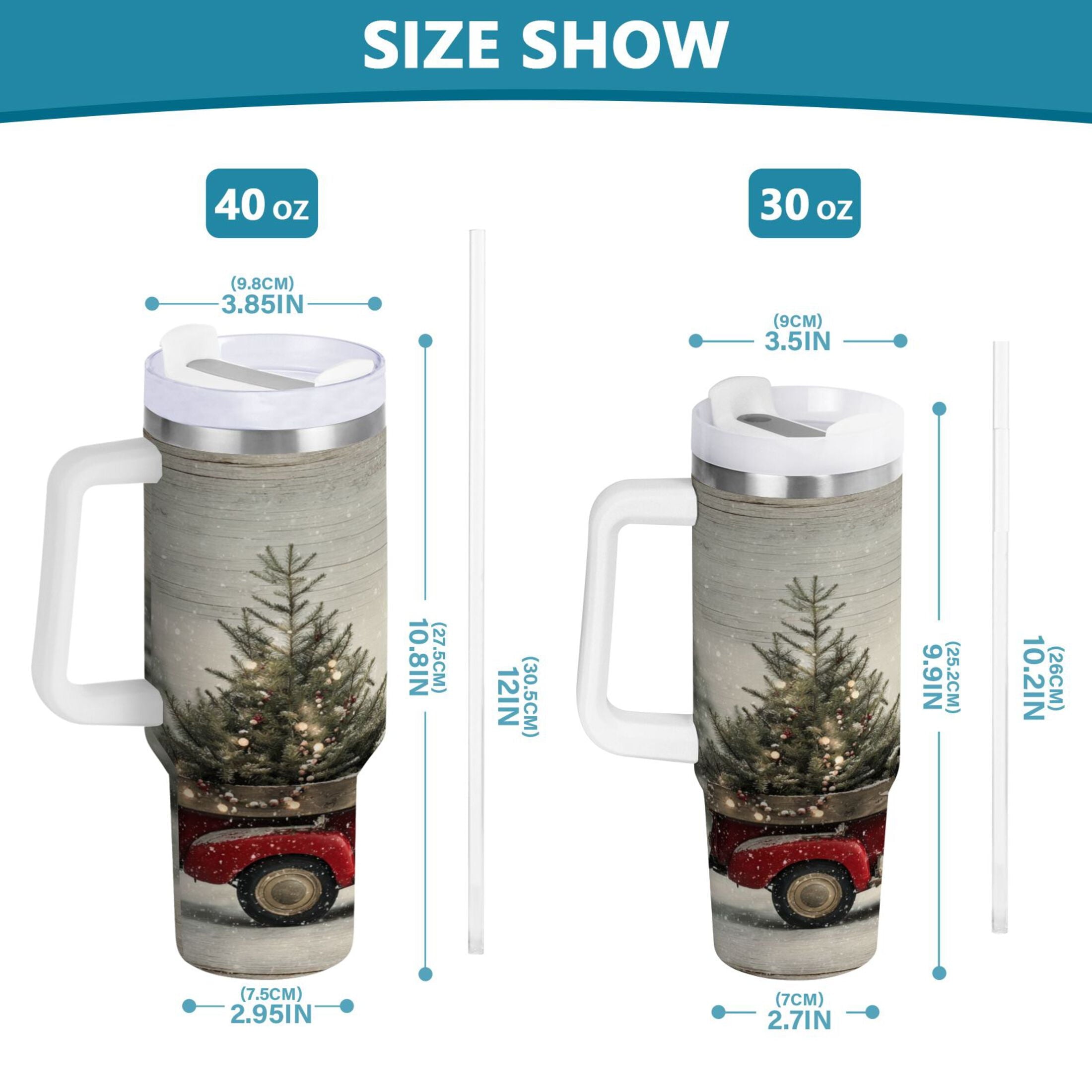 40 oz Insulated Stainless Steel Tumbler Double Wall Stainless Steel Tumbler with 2-Way Drinking Vintage Red Truck - Choice 753