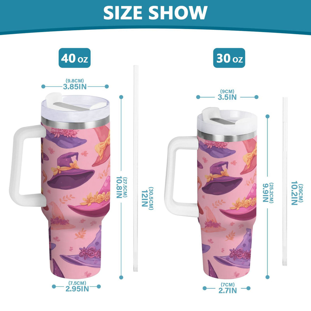 30 oz Insulated Stainless Steel Tumbler Double Wall Stainless Steel Tumbler with 2-Way Drinking Colorful Hat Pattern - Choice 619