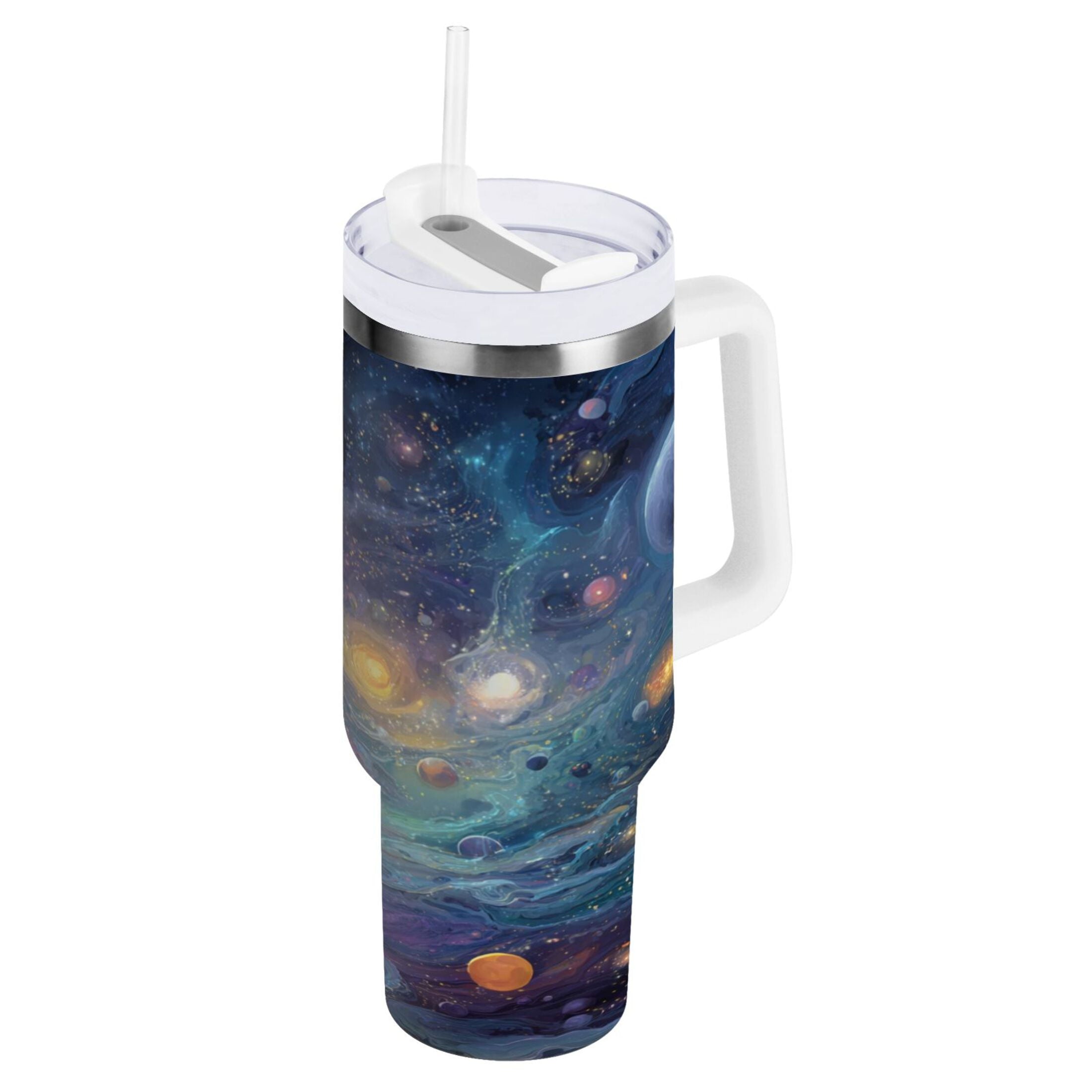 30 oz Insulated Stainless Steel Tumbler Double Wall Stainless Steel Tumbler with 2-Way Drinking Vibrant and Colorful Universe - Choice 387