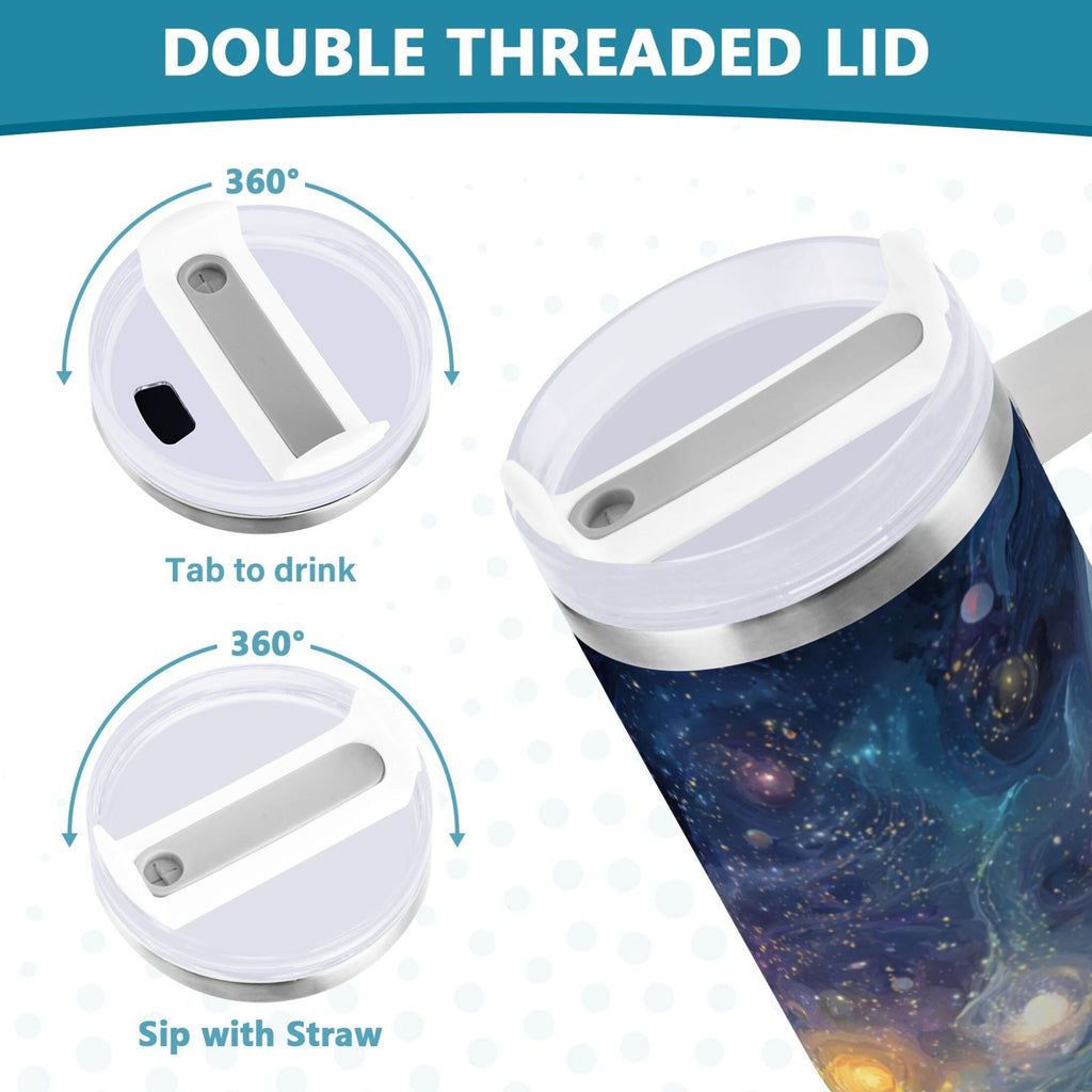 30 oz Insulated Stainless Steel Tumbler Double Wall Stainless Steel Tumbler with 2-Way Drinking Vibrant and Colorful Universe - Choice 387