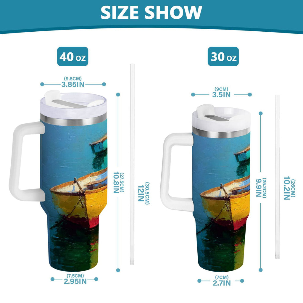30 oz Insulated Stainless Steel Tumbler Double Wall Stainless Steel Tumbler with 2-Way Drinking Colorful Row Boats - Choice 411