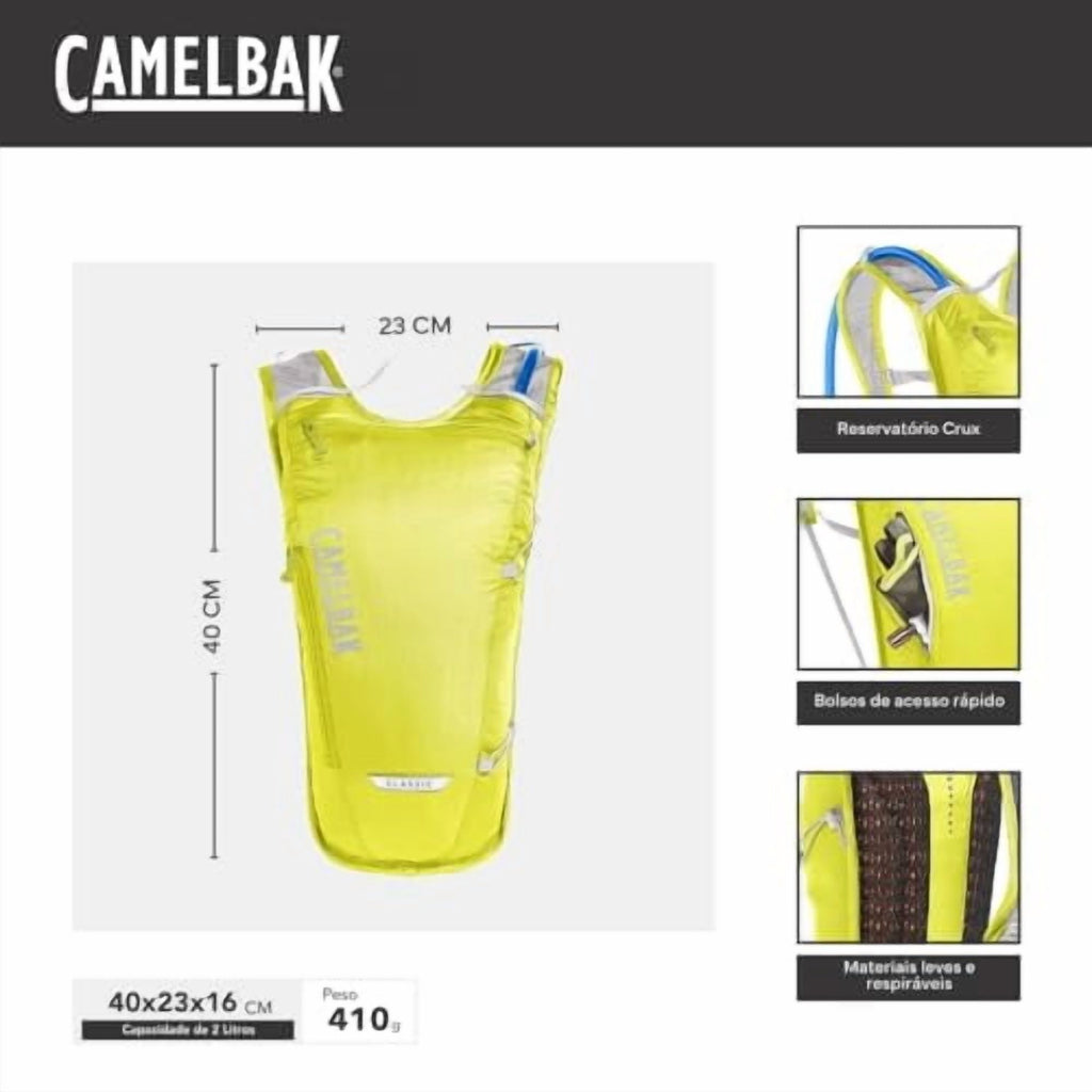 Camelbak Classic Light Hydration Pack Bag Inc Reservior Yellow/Silver 70oz - Choice 962