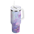 40 oz Insulated Stainless Steel Tumbler Double Wall Stainless Steel Tumbler with 2-Way Drinking Pink and Blue Marble Texture - Choice 353