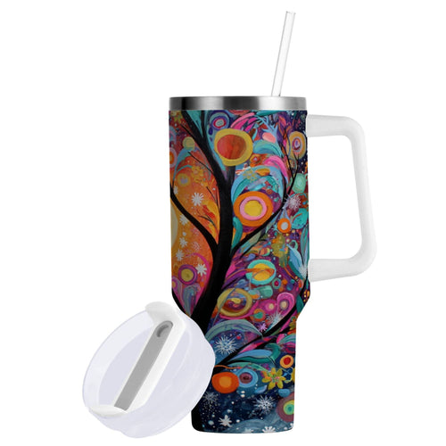 30 oz Insulated Stainless Steel Tumbler Double Wall Stainless Steel Tumbler with 2-Way Drinking Beautiful Abstract Tree Painting - Choice 791